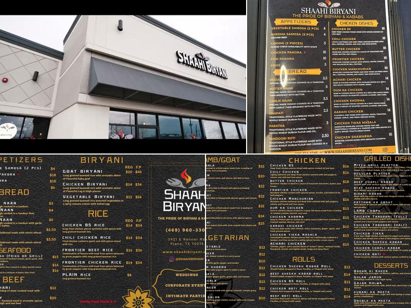 Shaahi Biryani Menu