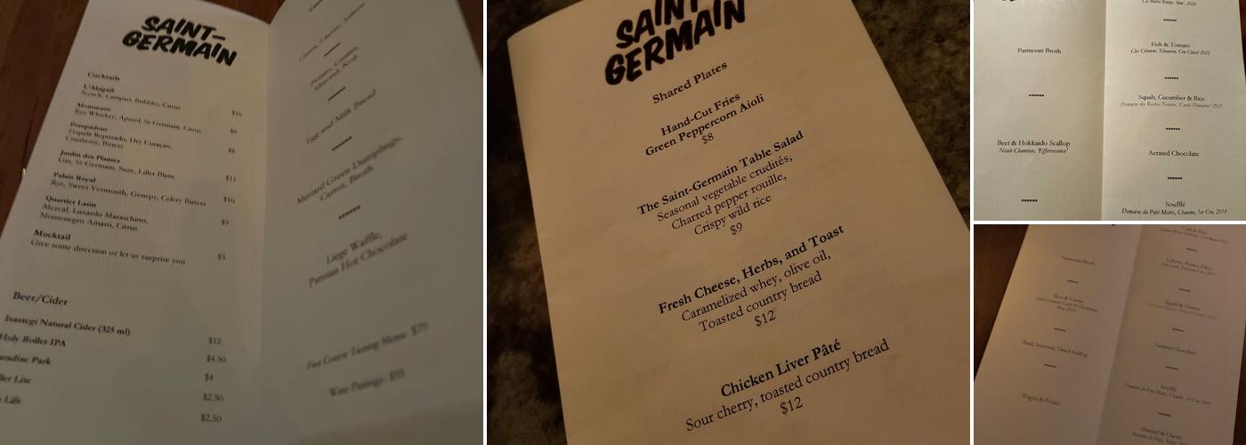 Saint-Germain Menu