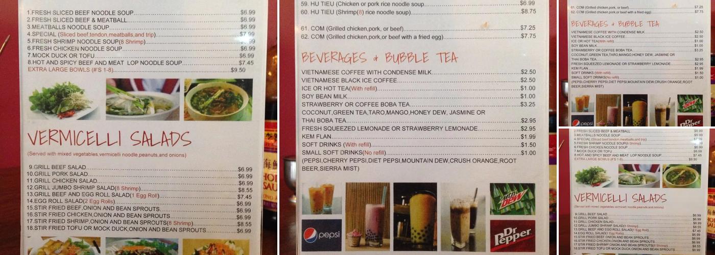 Pho Saigon Menu