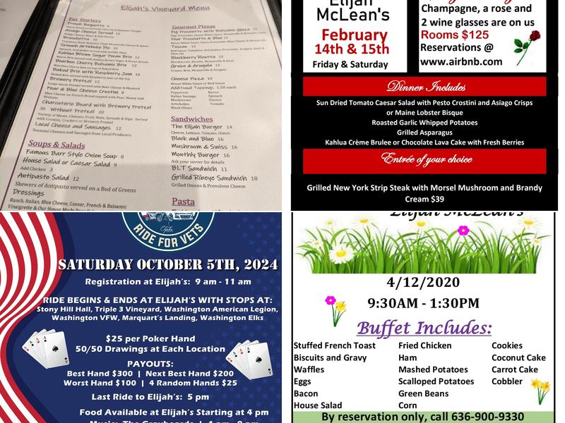 Elijah McLean's Event Venue & Inn Menu