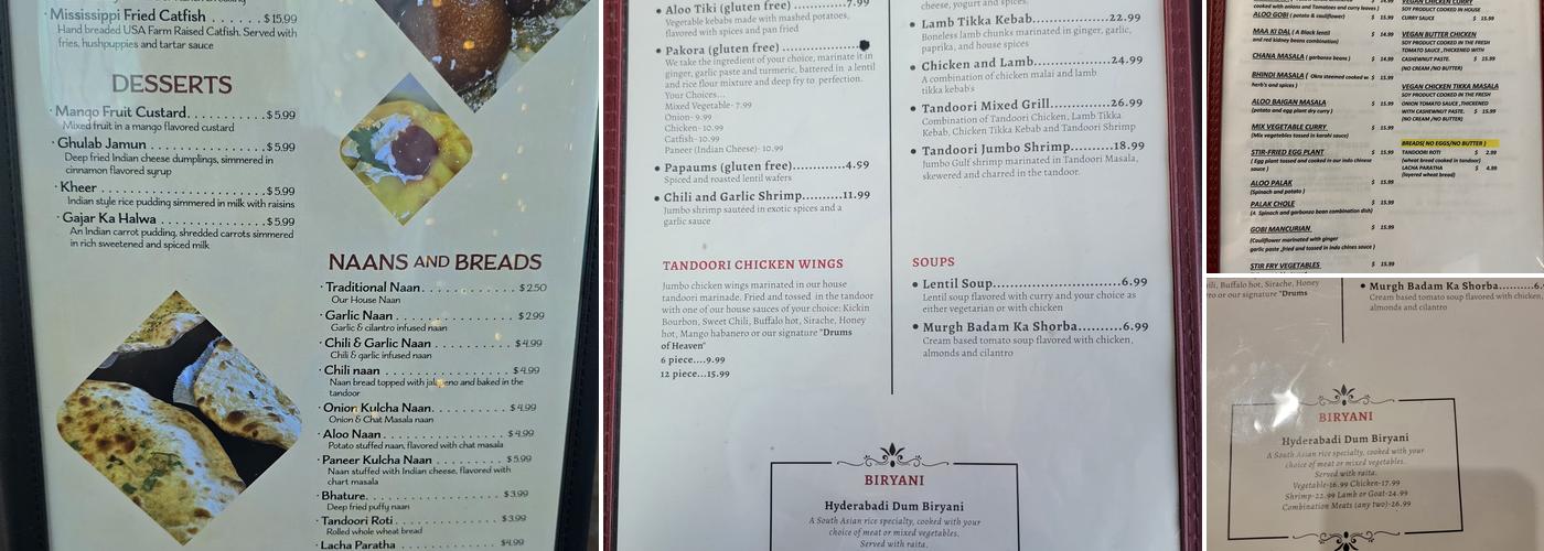Kebab & Curry Menu