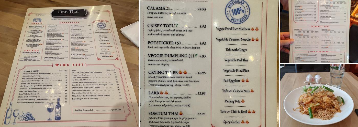 Finn Thai Reston Menu