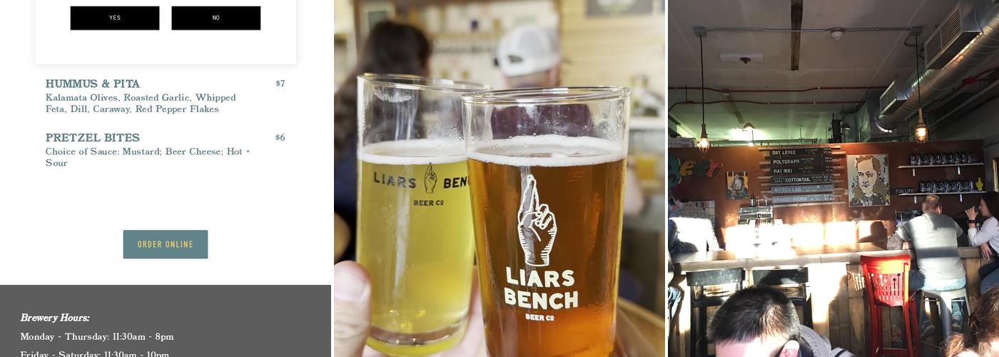 Liars Bench Beer Co Menu
