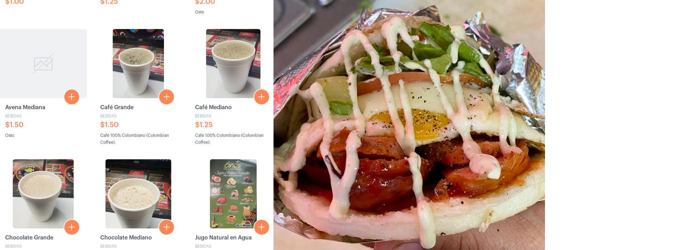 Cafe el Colombiano Menu