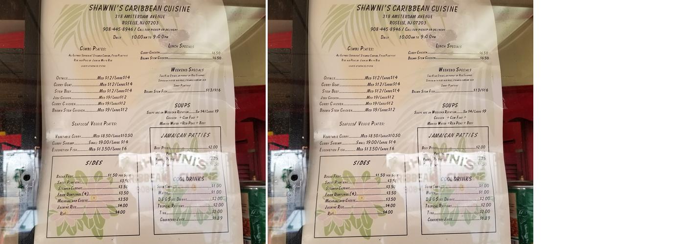 Shawnies Caribbean Cuisine Menu