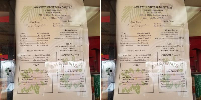 Shawnies Caribbean Cuisine Menu