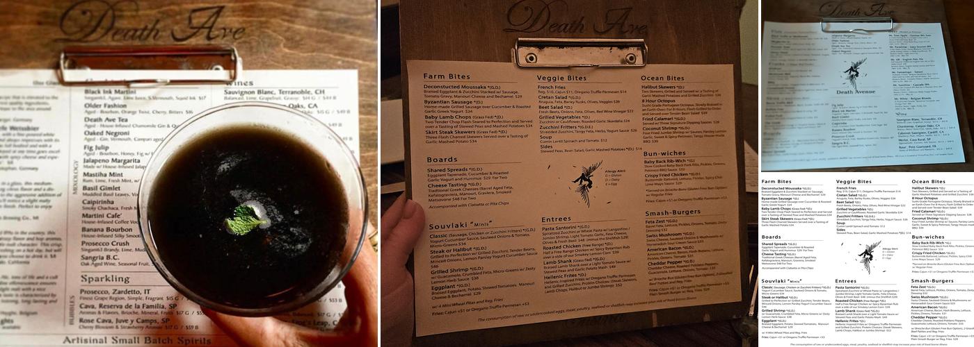 Death Ave Menu