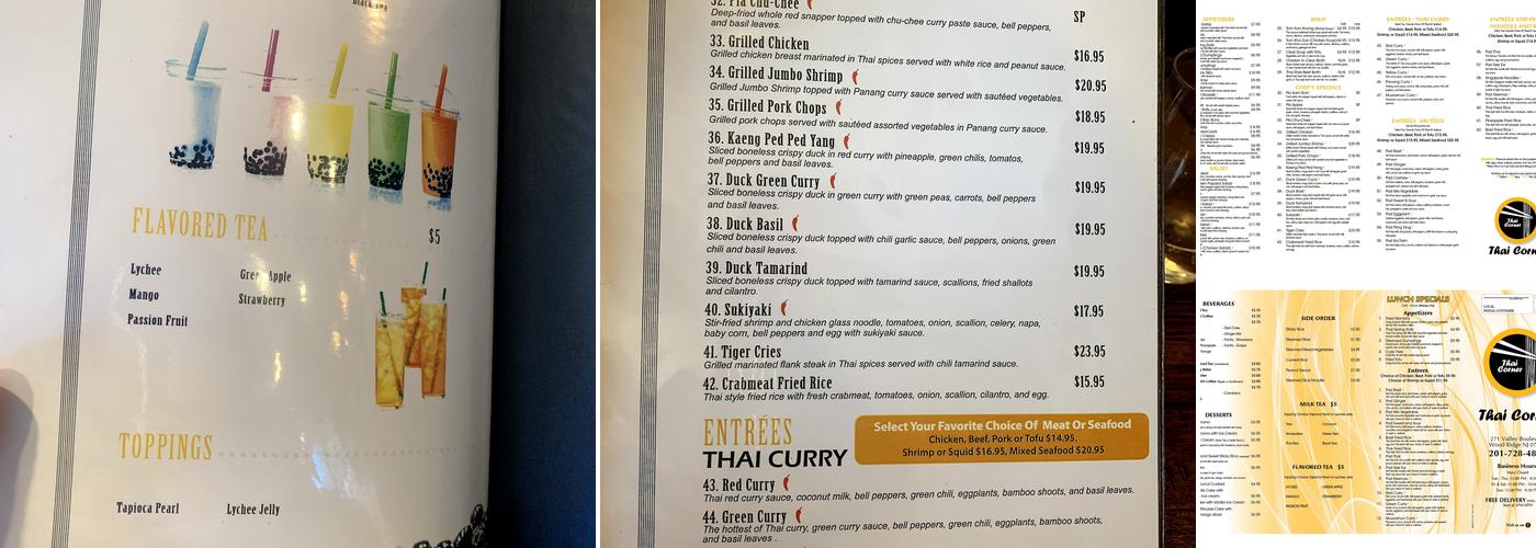 Thai Corner Menu