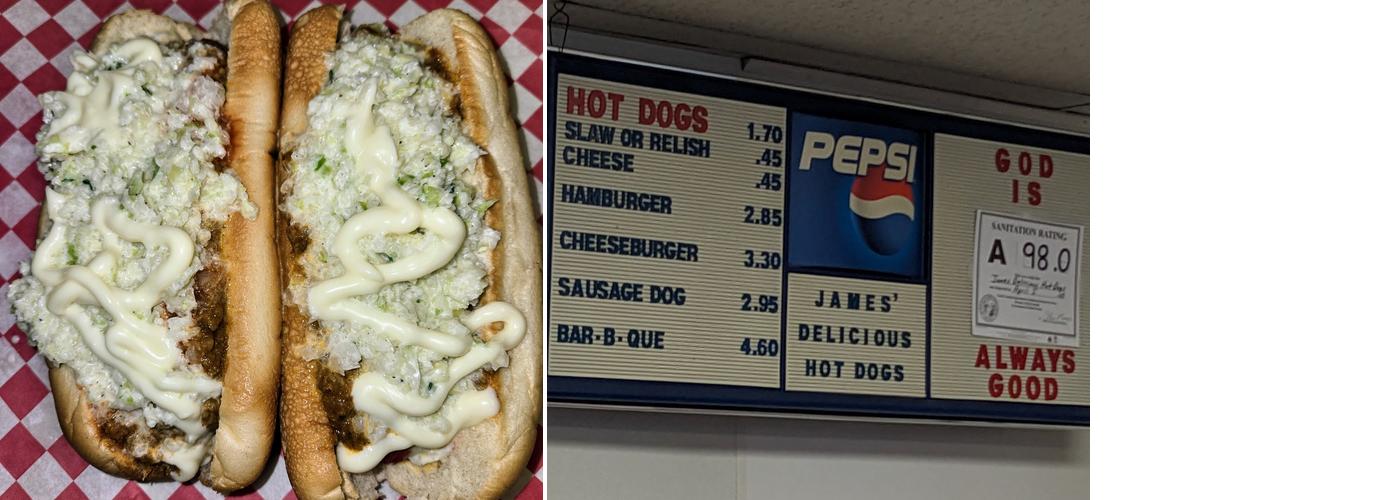 Rudy's/James' Delicious Hotdogs Menu