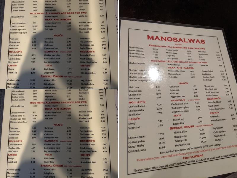 Man-O-Salwa Menu