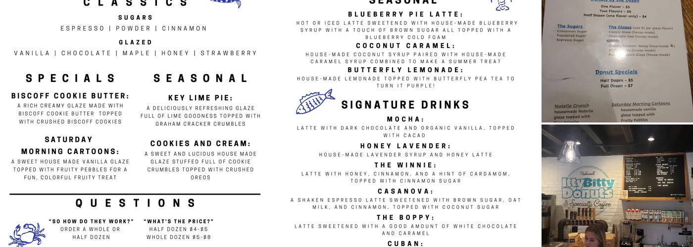 Itty Bitty Donuts & Specialty Coffee Menu
