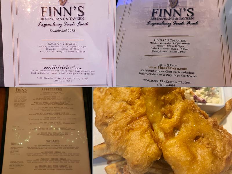 Finn’s Irish Restaurant & Tavern Menu