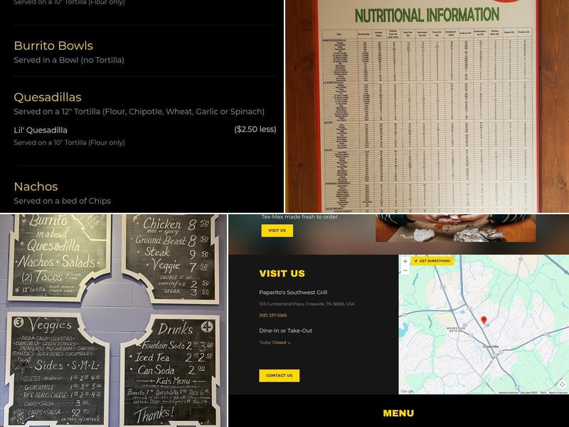 Paparito's Southwest Grill Menu