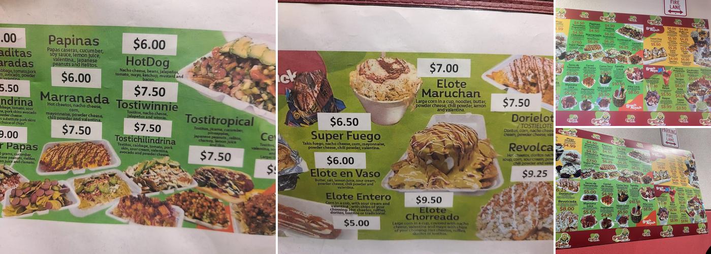 Snack Attack Menu
