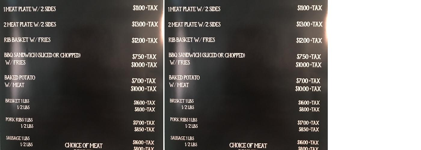 Adolph’s BBQ Menu