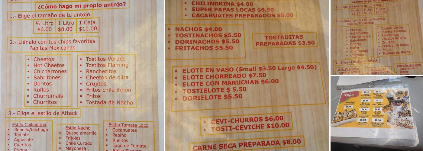 Snack Attack Menu