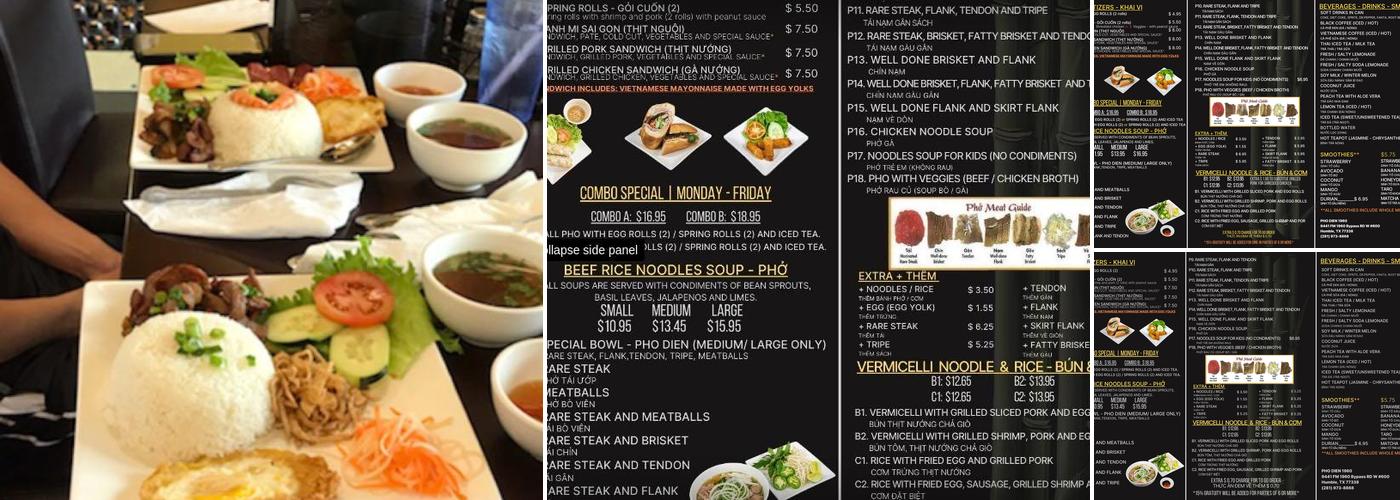 Pho Dien 1960 Menu