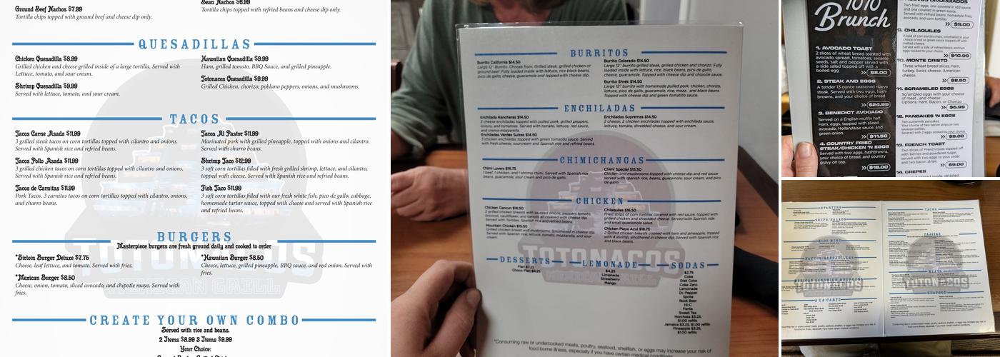 Totonacos Mexican Grill Menu