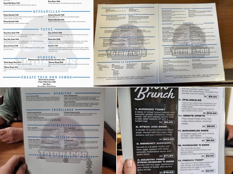 Totonacos Mexican Grill Menu