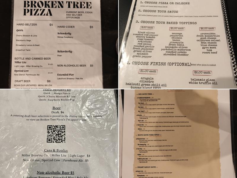 Broken Tree Pizza Menu