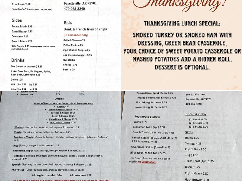 Ronda's Roadhouse Menu