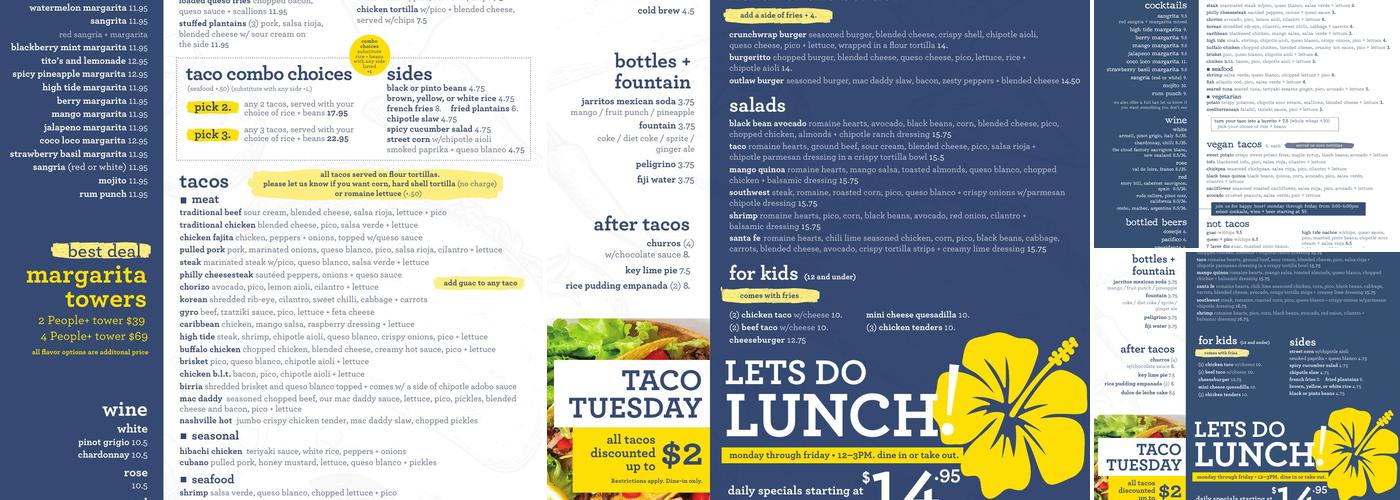 High Tide Taco Bar Menu