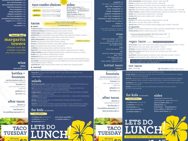 High Tide Taco Bar Menu
