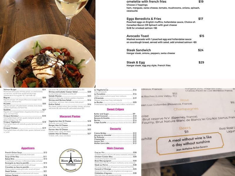 Bistro Eloise Menu