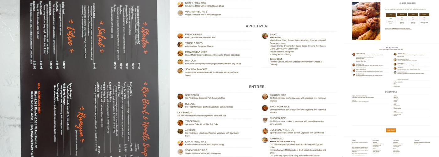 Chi Mc Chicken & Beer Menu