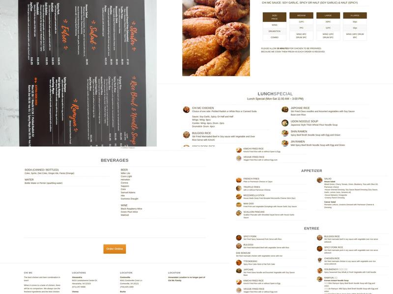 Chi Mc Chicken & Beer Menu