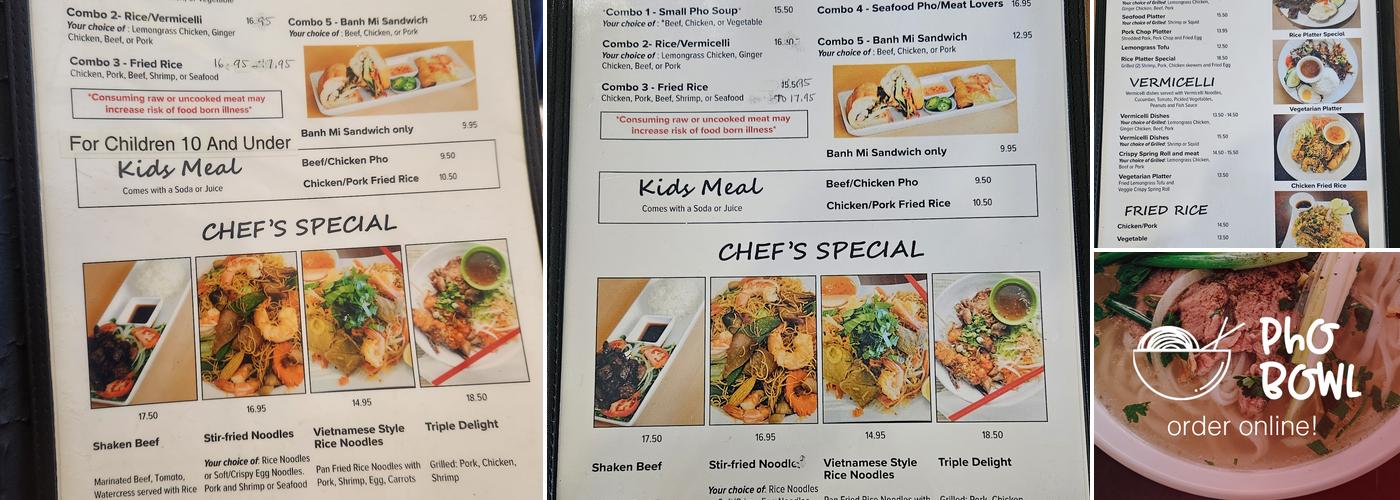 Pho Bowl Menu