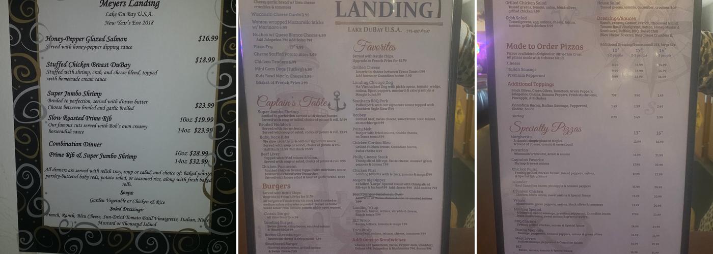 Meyer's Landing Restaurant Menu