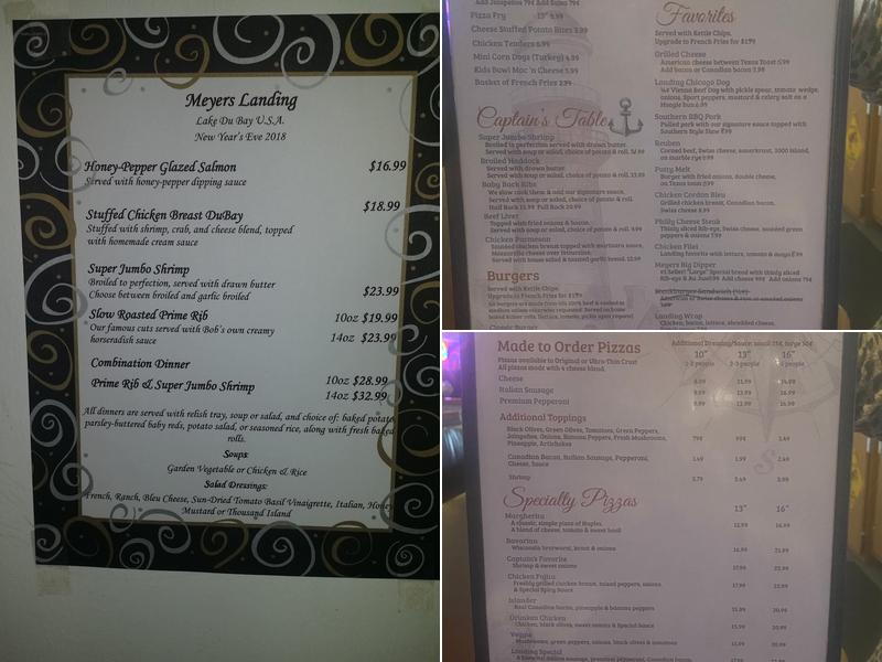 Meyer's Landing Restaurant Menu