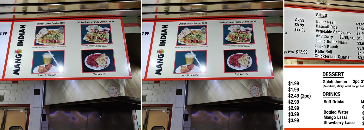 Mango Indian Menu