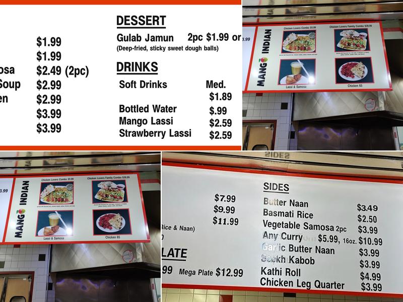 Mango Indian Menu