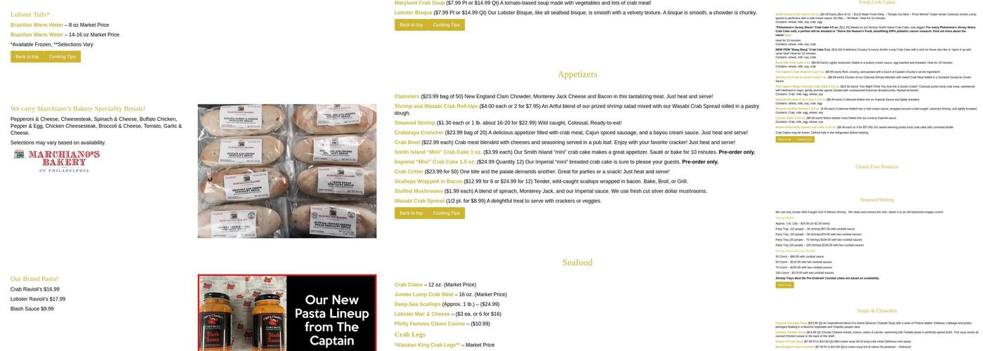 Capt'n Chucky's Crab Cake Co, Flourtown Menu