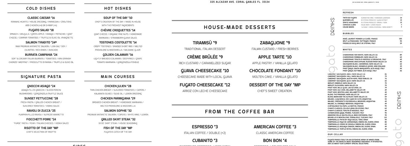 Fugato Menu
