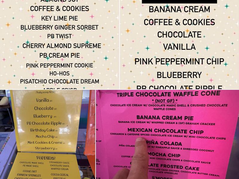 Sugar Spell Scoops Menu