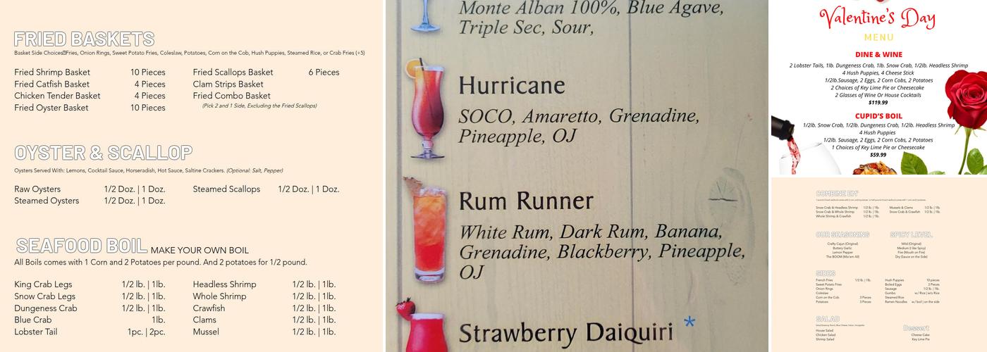 Crafty Crab Brandon Menu