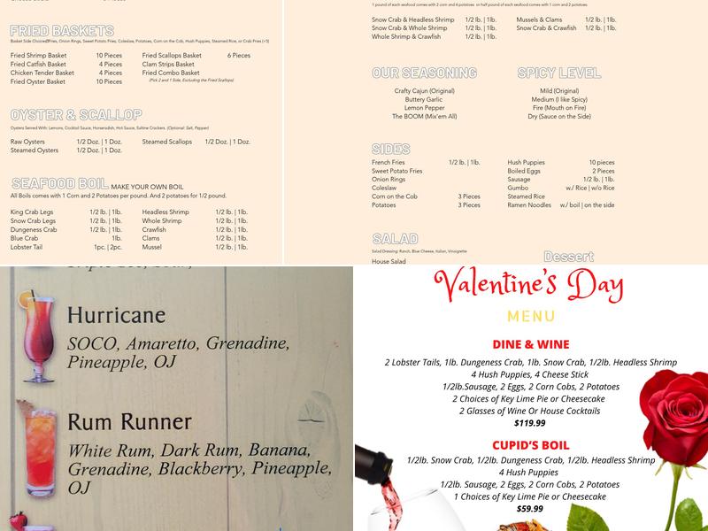 Crafty Crab Brandon Menu