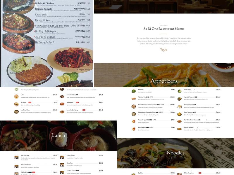 Sarione Korean Restaurant Menu