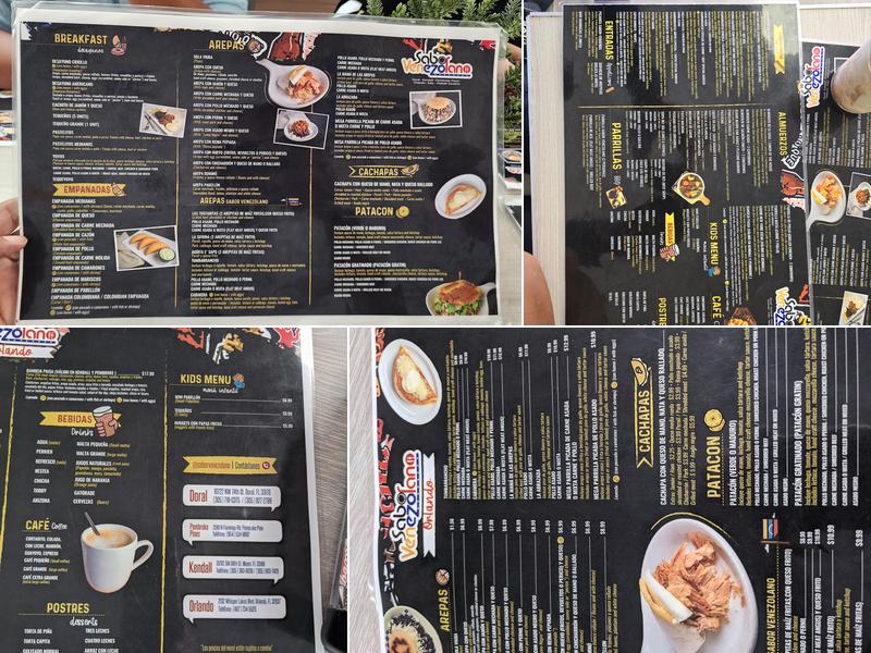 Sabor Venezolano Orlando Menu