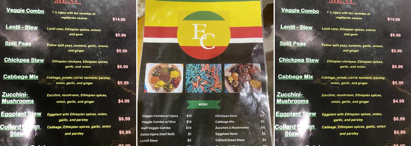Teff Fields Ethiopian Cuisine @ethiopiancuisine Menu