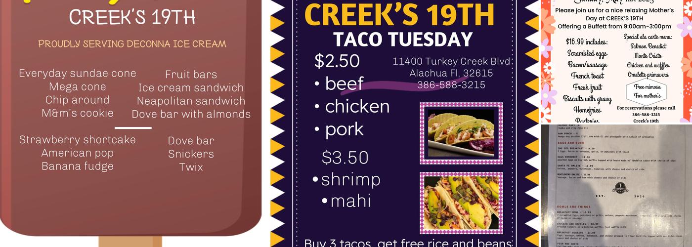 Creeks 19th Menu