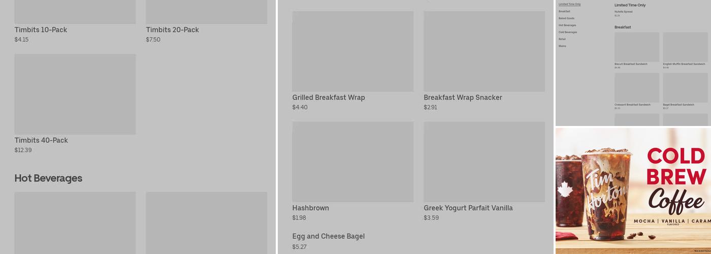 Tim Hortons Menu