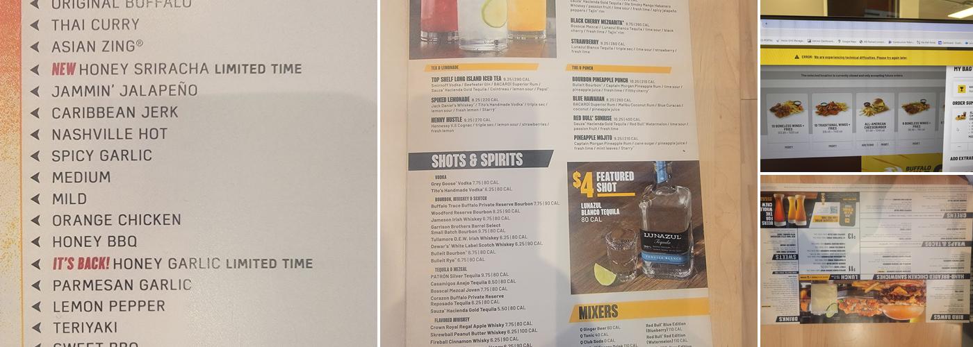 Buffalo Wild Wings Menu