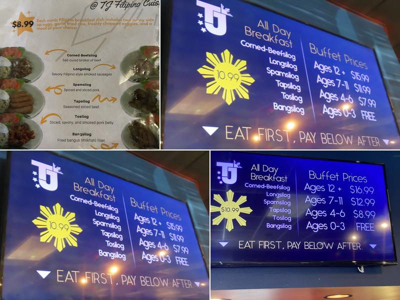 TJ Filipino Cuisine Menu