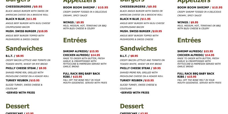 Dina’s at Sabal Springs Menu