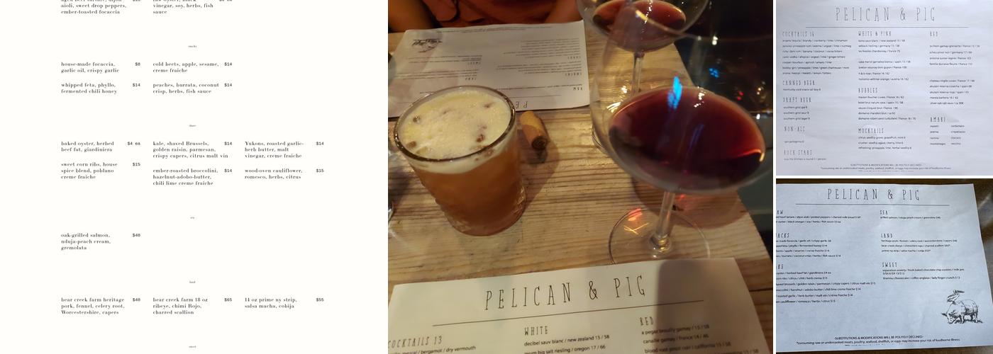 Pelican & Pig Menu