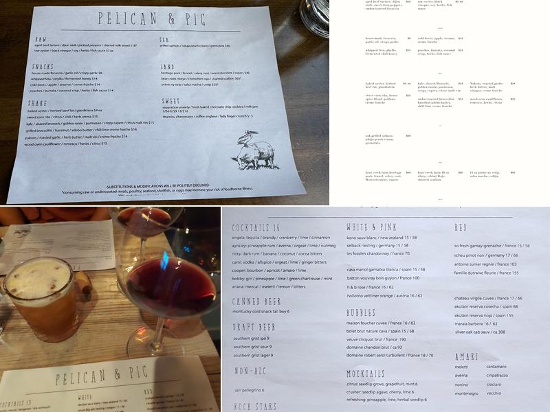 Pelican & Pig Menu